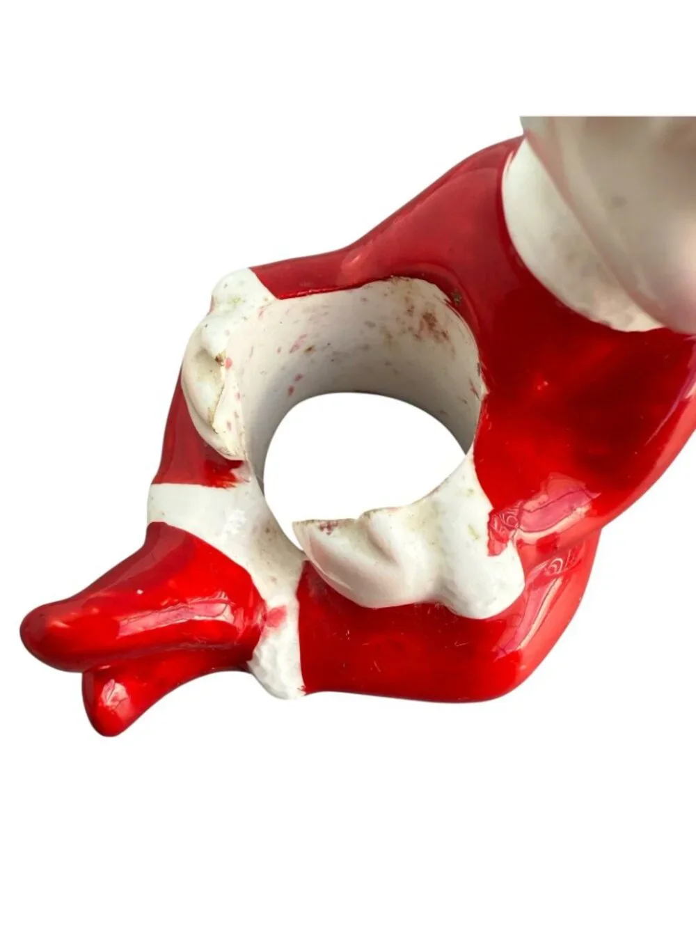 VTG Lefton Christmas Ceramic Red Pixie Elf Candle Hugger Climber Figurine Japan
